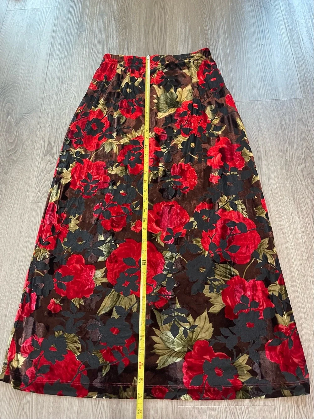 VINTAGE Carolyn Strauss whimsy goth velvet floral maxi skirt